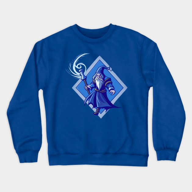 Blue Wizard Crewneck Sweatshirt by Octoprocessor